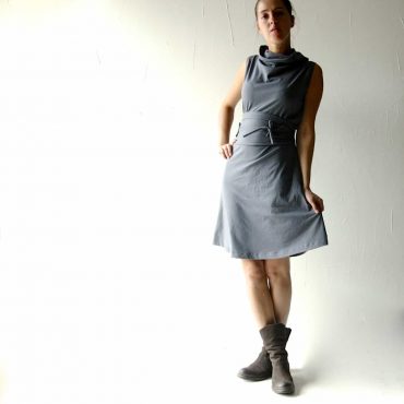 Cowl tunic dress with belt