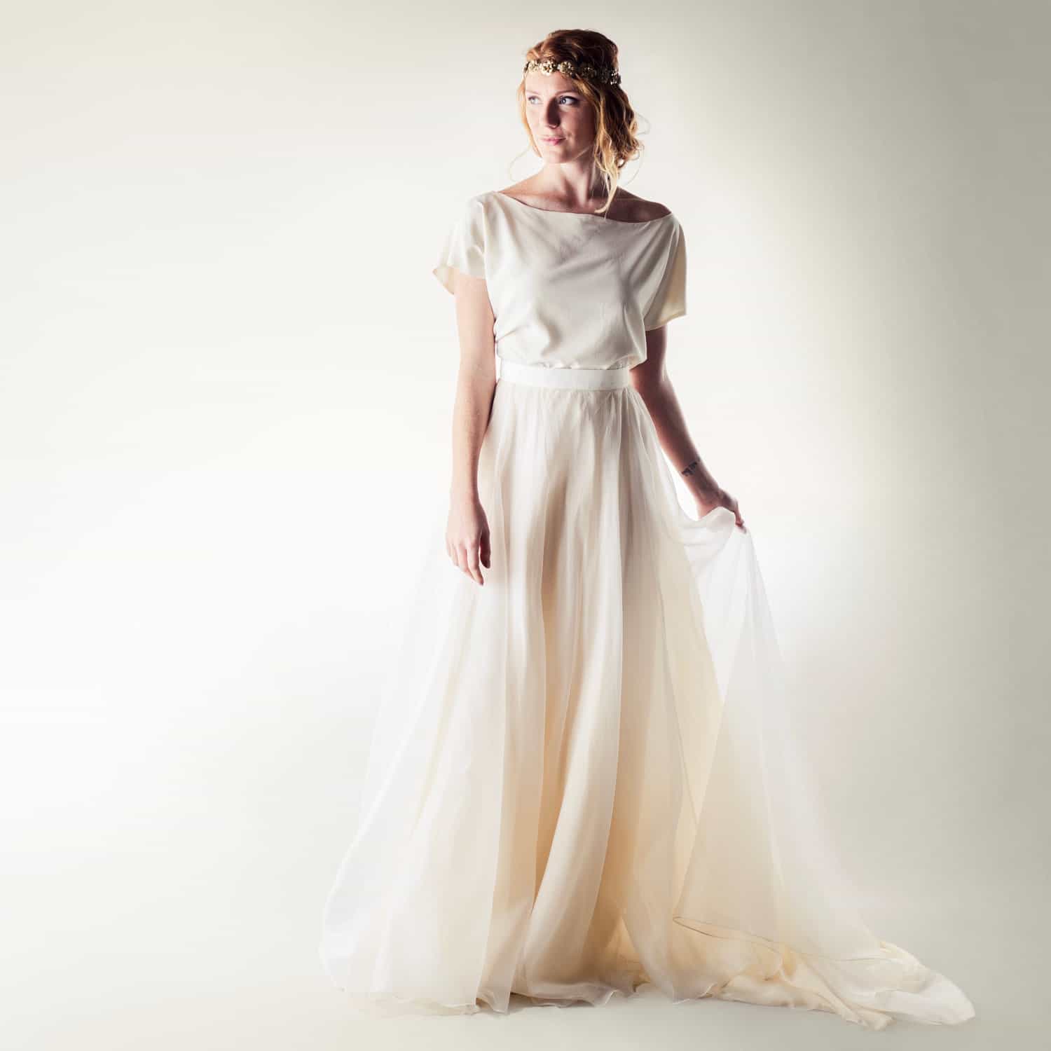 Silk two piece wedding dress ~ Larimeloom | Made in Italy