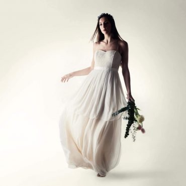 Lace silk layered wedding dress