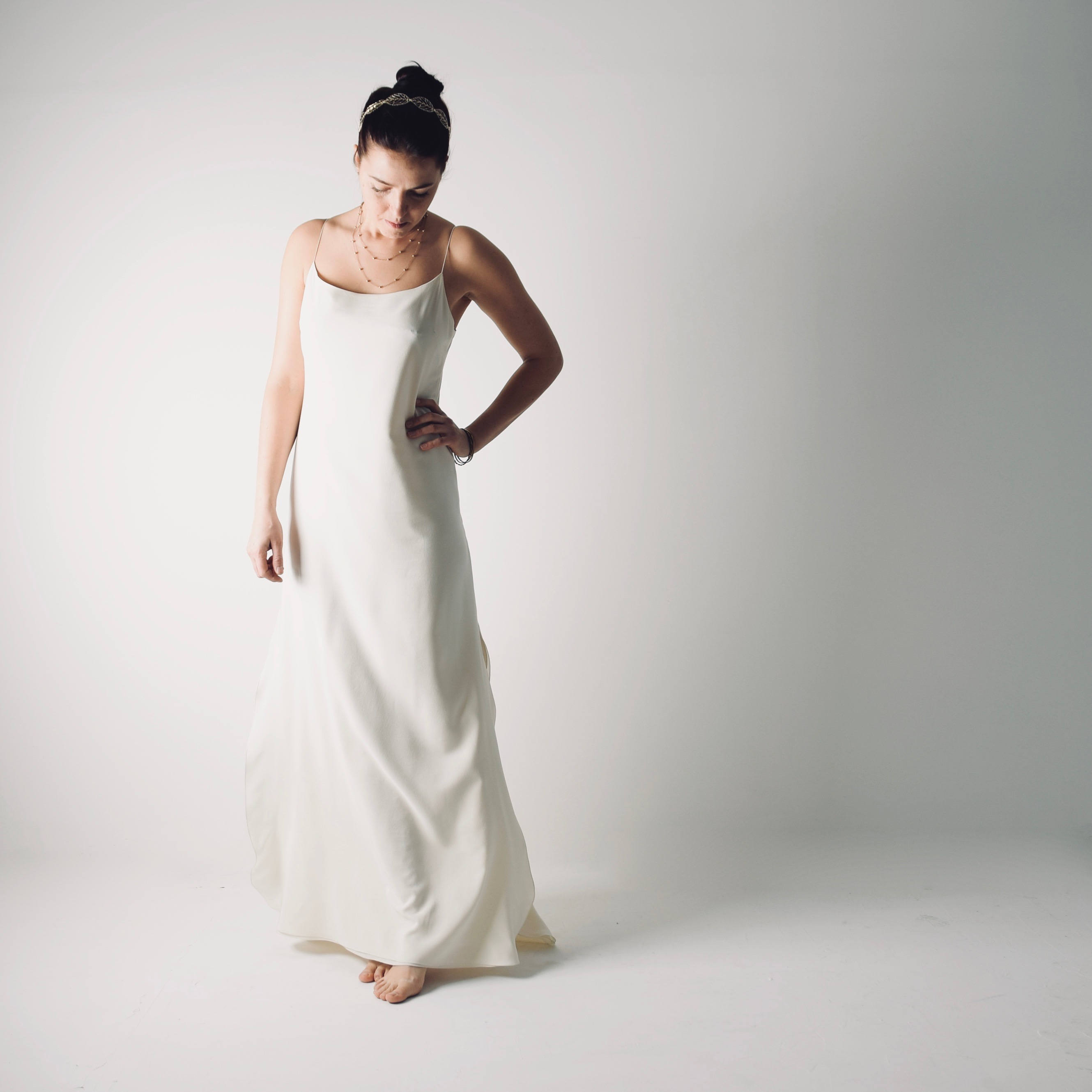 Saponaria ~ Simple Slip wedding dress ~ Silk bridal gown by Larimeloom