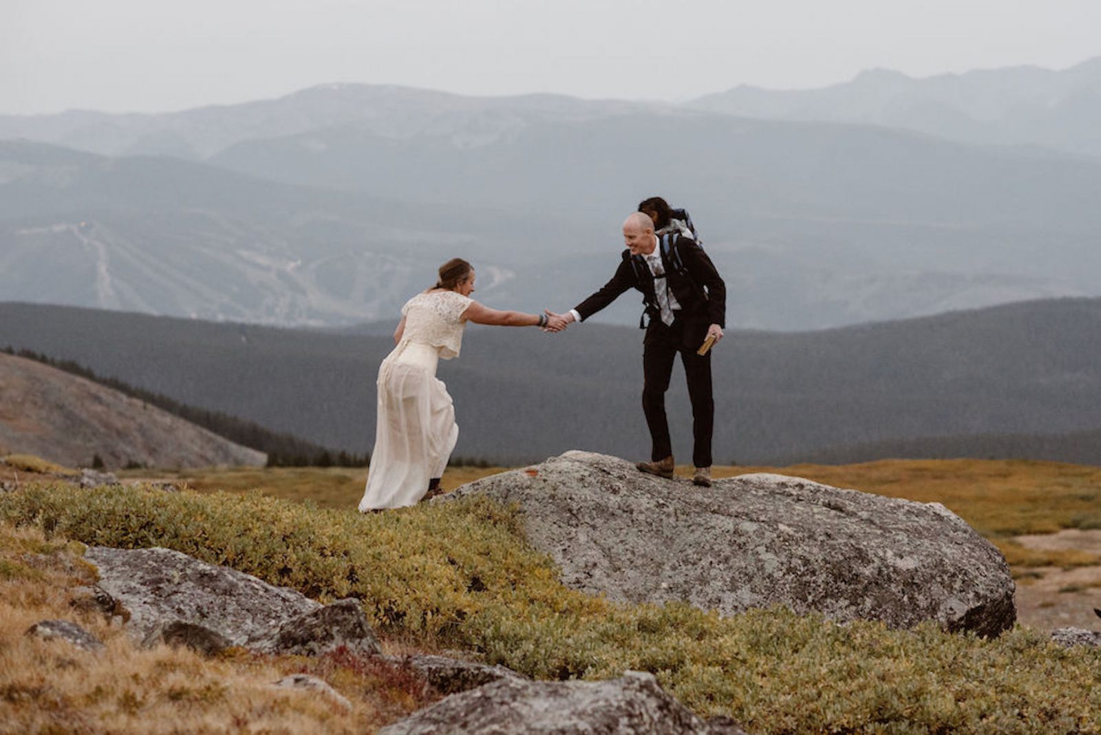 private elopement in the mountains wedding dress