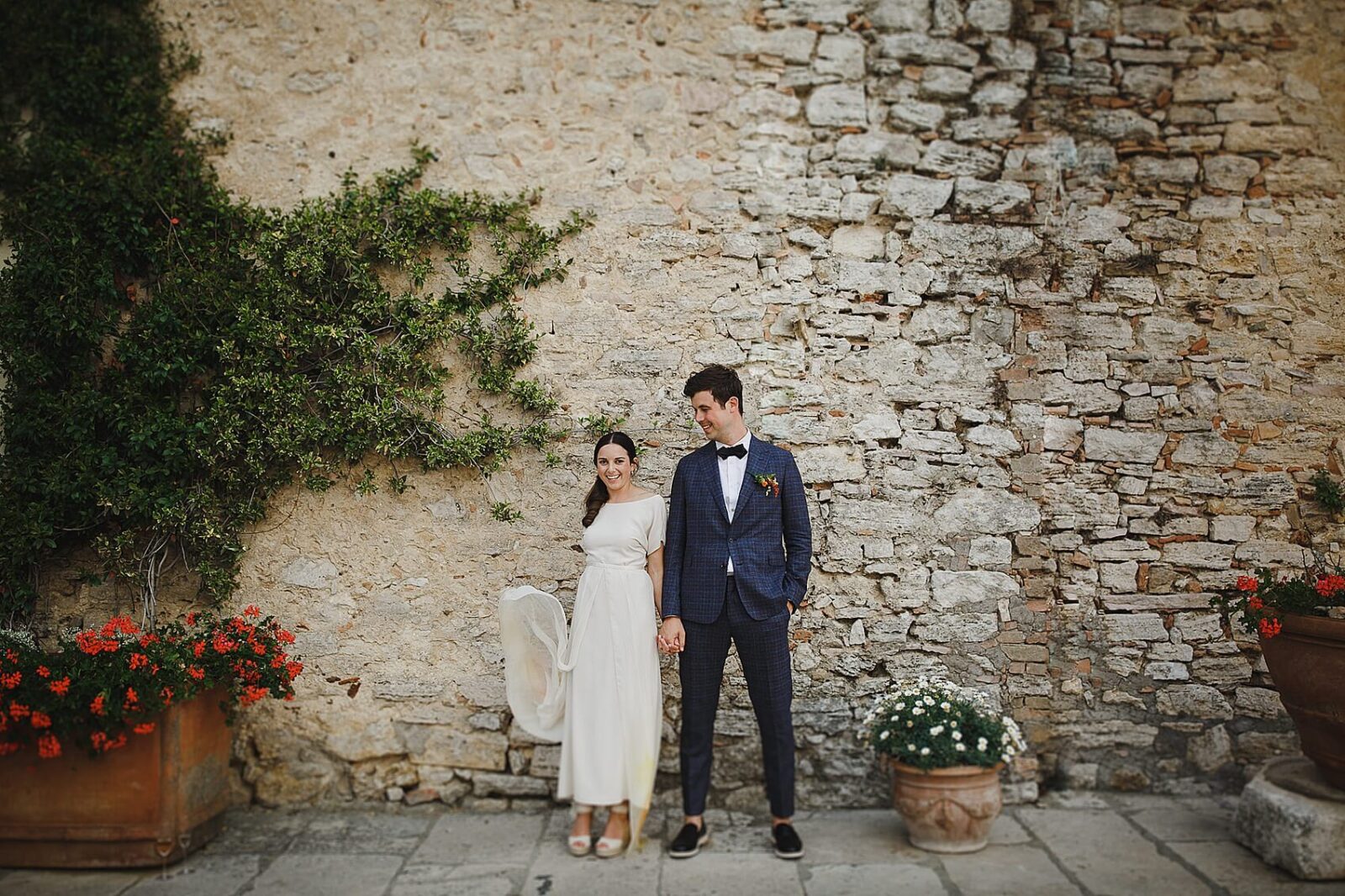 Modern painted wedding dress in Umbria