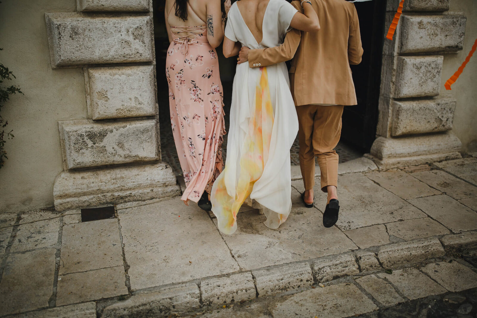 Modern painted wedding dress in Umbria