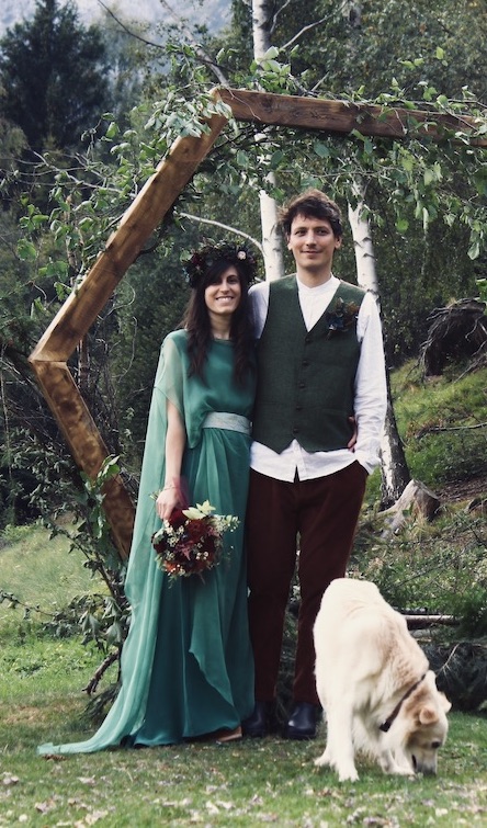 Forest green wedding dress, celtic tunic wedding dress, Green wedding gown, Color wedding dress